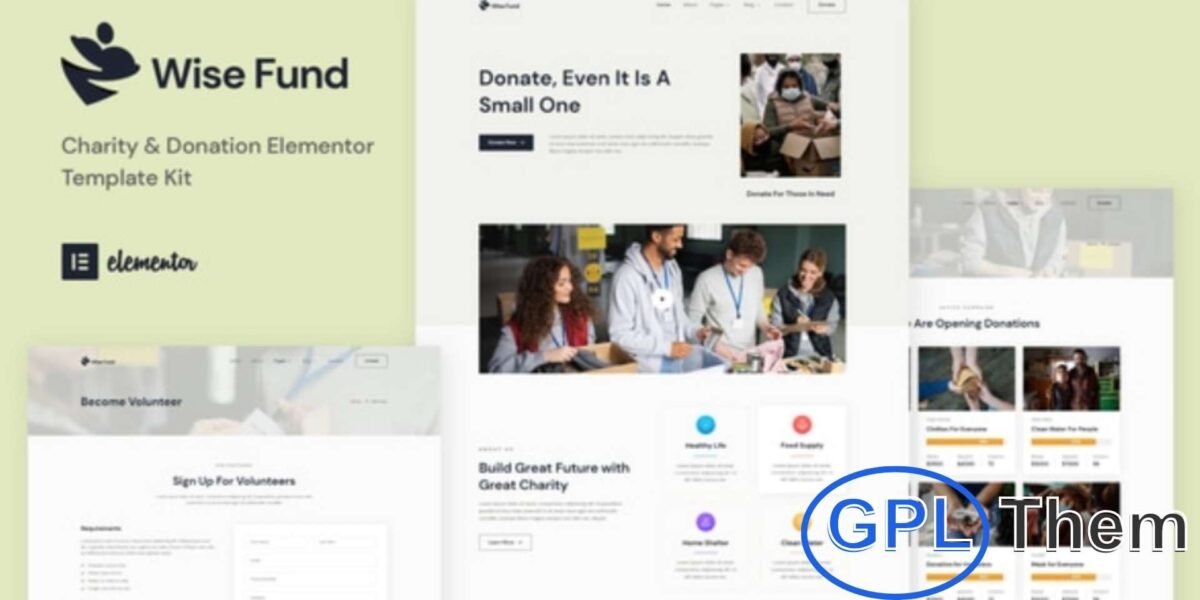 Wise Fund – Charity & Donation Elementor Template Kit Wise Fund is a modern Elementor Template Kit designed for charity, nonprofit, and donation websites. Perfect for crowdfunding campaigns, fundraising initiatives, NGOs, welfare organizations, and charity foundations, it features a clean, professional, and fully responsive design.