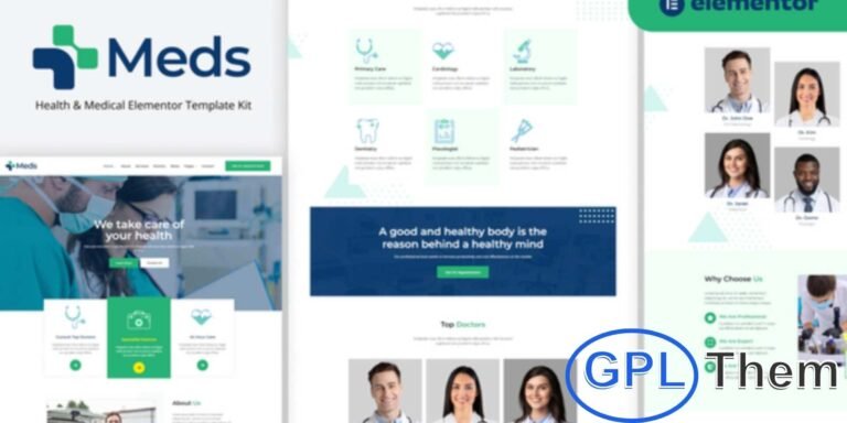 Meds – Health & Medical Elementor Template Kit Meds is a modern and fully responsive Elementor Template Kit built for doctors, clinics, and healthcare businesses.