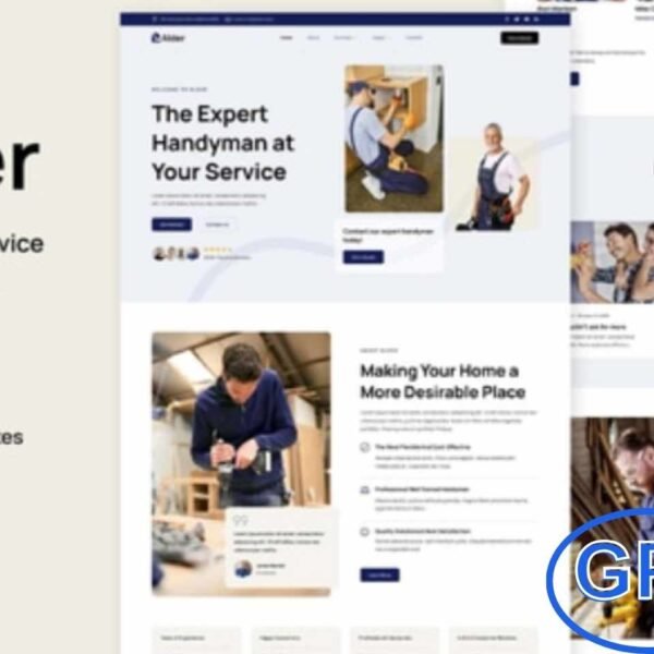 Alder – Handyman & Repair Service Elementor Template Kit Alder is a modern Elementor Template Kit designed for handyman and home repair service websites. Perfect for plumbers, electricians, carpenters, and all home improvement or maintenance businesses, this kit offers a clean, professional design with a fully responsive layout.