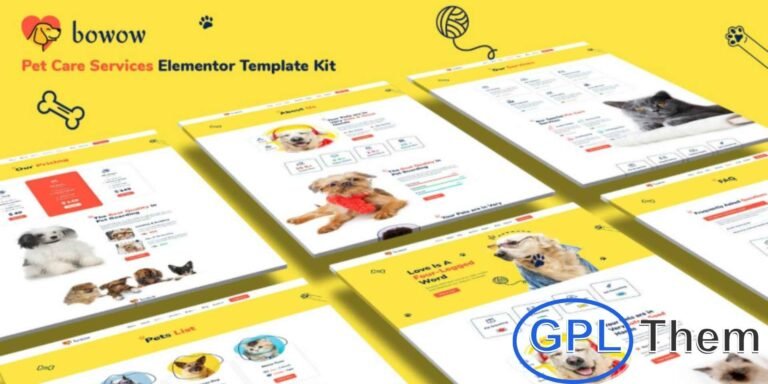 Bowow – Pet Care Services Elementor Template Kit Bowow is a modern Elementor Template Kit perfect for creating professional pet care websites.
