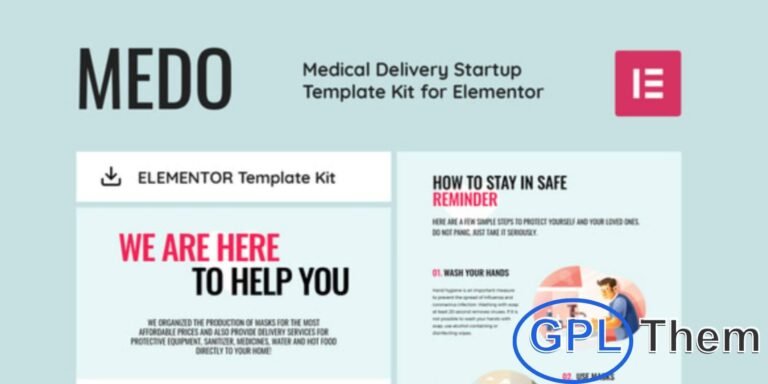 MEDO – Medical Delivery Startup Elementor Template Kit MEDO is a modern Elementor Template Kit designed for medical delivery startups and healthcare services. Featuring bold typography, vibrant medical poster-style colors, and attention-grabbing accents, it’s perfect for any medical content.