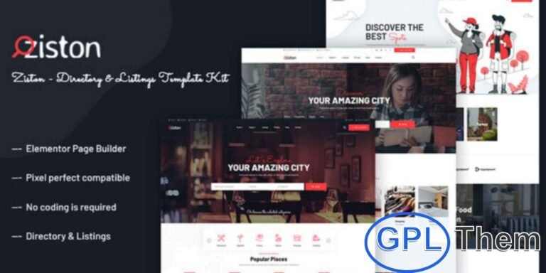 Ziston – Directory & Listings Elementor Template Kit Ziston is a professional Elementor Template Kit built for creating modern business directory and listing websites. Ideal for local and global business directories, online service listings, restaurant and food directories, or any kind of classified listings platform.
