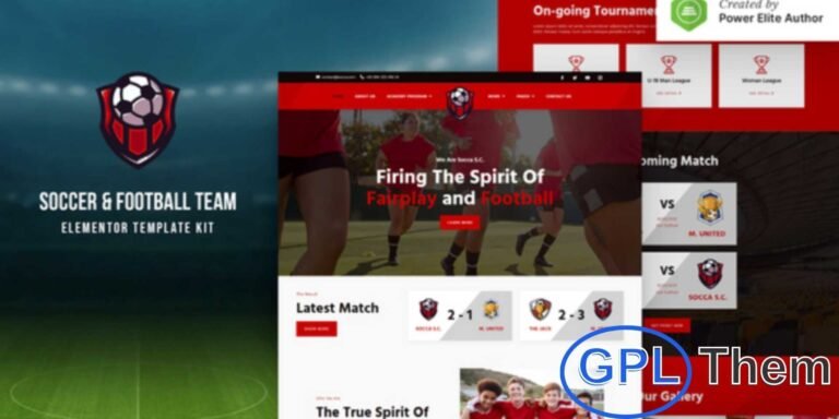 Socca – Football Team & Sports Club Elementor Template Kit Socca is a modern Elementor Template Kit designed for football clubs, soccer teams, and sports organizations. Featuring a sporty and professional design, it provides a fully responsive layout and retina-ready display for an optimal viewing experience on all devices.