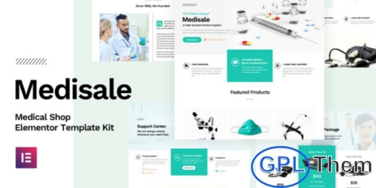 Medisale – Medical Shop Elementor Template Kit Medisale is a versatile Elementor Template Kit designed for medical shops and online medicine stores. Ideal for selling medical supplies and healthcare products, it includes 10 fully customizable page templates compatible with both Elementor and Elementor Pro.