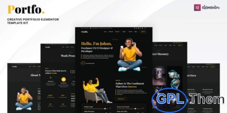 Portfo – Creative Portfolio Elementor Template Kit Portfo is a modern Elementor Template Kit designed for creative professionals and agencies. Perfect for portfolios, personal showcases, freelancers, developers, designers, and photographers, it features a clean and professional design that highlights your work effectively.