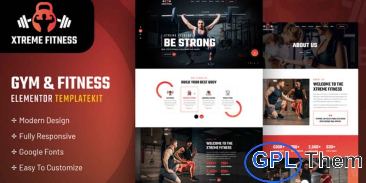 Xtreme Fitness – Gym & Fitness Elementor Template Kit Xtreme Fitness is a modern Elementor Template Kit crafted for gyms, fitness centers, personal trainers, yoga studios, and online coaching programs. With its clean and professional design, this kit is perfect for showcasing fitness classes, workout programs, wellness services, and personal training sessions.