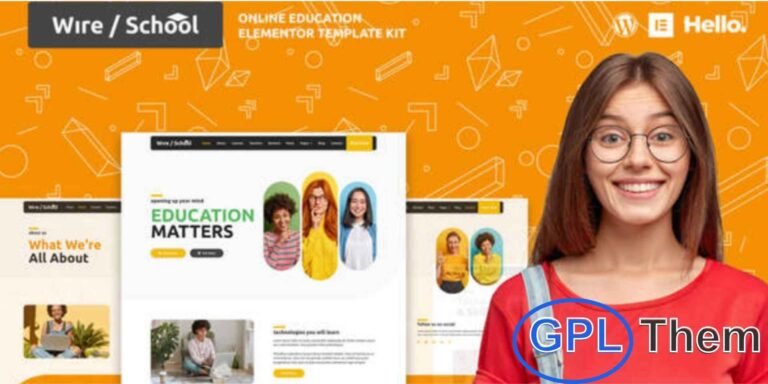 Wire School – Online Education Elementor Template Kit Wire School is a modern and colorful Elementor Template Kit designed for online education websites. Packed with 28 professionally crafted templates and a Global Kit Style, it allows you to build a fully functional e-learning platform with ease.