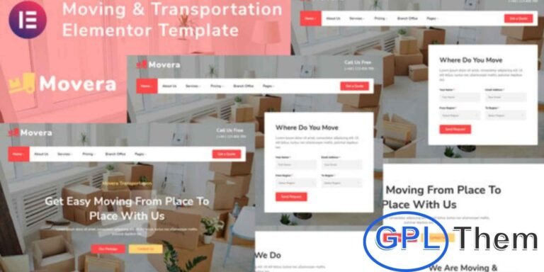 Movera – Moving Company Elementor Template Kit Movera is a clean and modern Elementor Template Kit designed specifically for moving, packing, and transportation companies. This versatile kit makes it simple to create a professional website to showcase services, pricing, team, and customer testimonials.