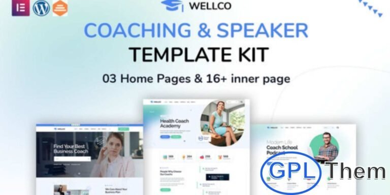 Wellco – Coaching & Speaker Elementor Template Kit Wellco is a modern Elementor Template Kit designed for life coaches, business trainers, motivational speakers, personal development consultants, and fitness experts. Featuring a creative and professional design, it offers a fully responsive and retina-ready layout that looks great on all devices.