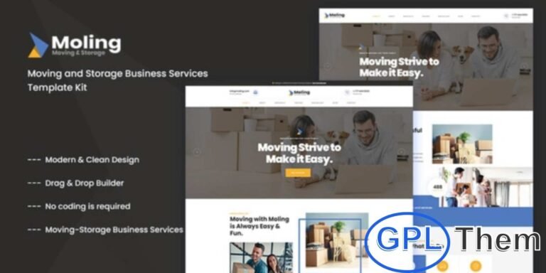 Moling – Moving and Storage Business Services Elementor Template Kit Moling is a professional Elementor Template Kit designed for moving, storage, and logistics businesses. Perfect for relocation services, warehousing, and transport companies, it features a clean, modern, and fully responsive design.