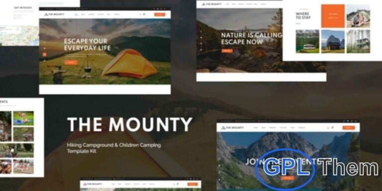 Mounty – Hiking Campground & Children Camping Elementor Template Kit Mounty is a modern Elementor Template Kit designed specifically for hiking camps, children’s camping programs, and outdoor adventure websites. It features 15+ pre-built templates with vibrant and engaging designs to showcase campsites, activities, schedules, and registration forms.