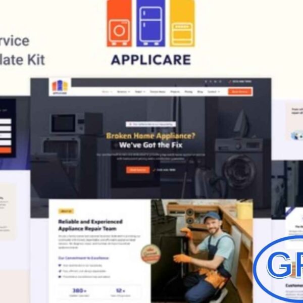 Applicare – Home Appliance Repair Services Elementor Pro Template Kit Applicare is a professional Elementor Pro Template Kit designed for home appliance repair service websites. Perfect for showcasing repair solutions for refrigerators, washing machines, air conditioners, microwaves, and more, this kit comes with 20+ ready-to-use templates.