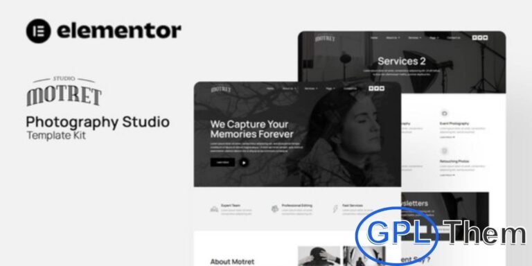 Motret – Digital Marketing & Photography Elementor Template Kit Motret is a modern Elementor Template Kit designed for digital marketing agencies, creative studios, and photography businesses. It features a complete set of pages including Home, About Us, Team, Services, Portfolio, Blog, and Contact, all built with clean and professional layouts.