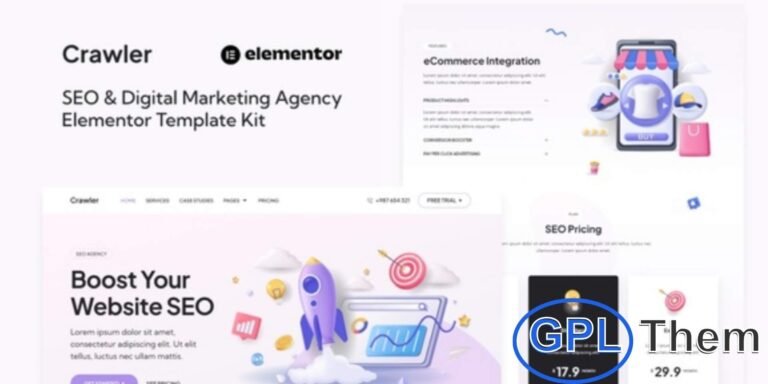 Crawler – SEO & Digital Marketing Agency Elementor Template Kit Crawler is a modern Elementor Template Kit designed for SEO and digital marketing agencies. Ideal for SEO services, search engine marketing, internet marketing, and digital consultancy businesses, it allows you to create a professional website quickly using Elementor Page Builder—no coding required.