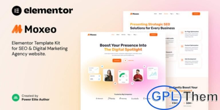 Moxeo – SEO & Digital Marketing Agency Elementor Template Kit Moxeo is a sleek Elementor Template Kit crafted for SEO agencies, digital marketing firms, and social media marketing services.