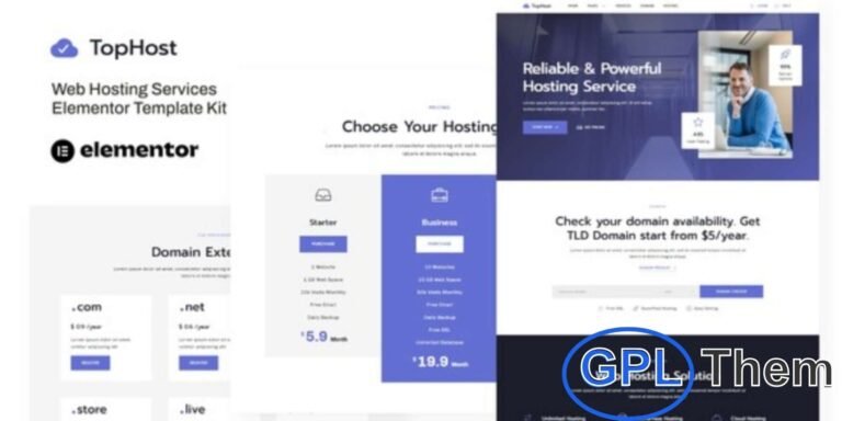 TopHost – Web Hosting Services Elementor Template Kit TopHost is a professional Elementor Template Kit designed for web hosting and domain service websites. Featuring a clean, modern, and easy-to-navigate layout, it’s ideal for hosting providers, cloud services, VPS solutions, and IT businesses.