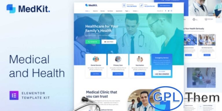 MedKit – Health & Medical Elementor Template Kit MedKit is a professional Elementor Template Kit crafted for health and medical websites. Ideal for hospitals, clinics, doctors, dentists, healthcare centers, and medical awareness projects, it features a clean and modern design with fully responsive layouts.