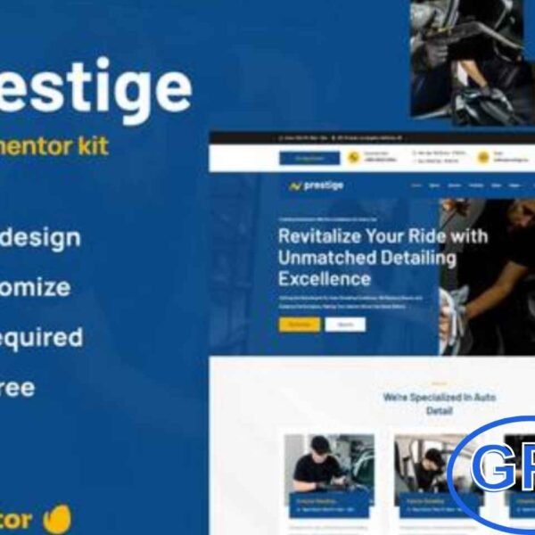 Prestige – Car Repair & Auto Detailing Service Elementor Template Kit Prestige is a professional Elementor Template Kit built for car repair, auto detailing, and vehicle care service websites. Designed for use with the free Elementor page builder, this kit includes ready-to-import layouts that are fully reusable and customizable.