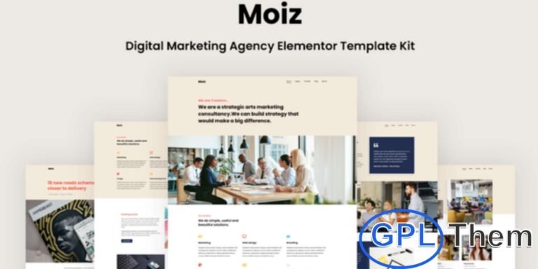 Moiz – Digital Marketing Agency Elementor Template Kit Moiz is a modern and minimalist Elementor Template Kit crafted for digital marketing agencies, creative studios, and portfolio websites. Built with a clean and trendy design, it helps you create a professional online presence with ease.