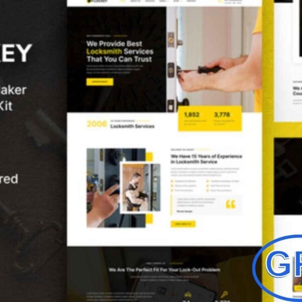 Lockey – Locksmith & Key Maker Service Elementor Template Kit Lockey is a professional Elementor Template Kit designed for locksmiths, key makers, and home security services.