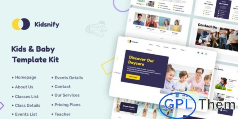 Kidsnify – Kindergarten & Preschool Elementor Template Kit Kidsnify is a playful and professional Elementor Template Kit designed for kindergartens, preschools, daycare centers, and childcare websites. With its bright and engaging design, Kidsnify is perfect for showcasing educational programs, activities, and services for young children.