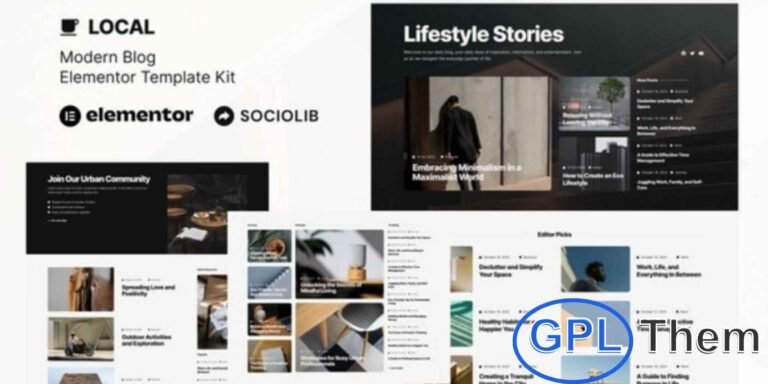 Local – Modern Blog & Magazine Elementor Template Kit Local is a stylish Elementor Template Kit built for creating modern blogs and online magazines with ease. Perfect for bloggers, news portals, journals, story websites, and online publications, this kit offers clean and professional layouts optimized for readability and engagement.