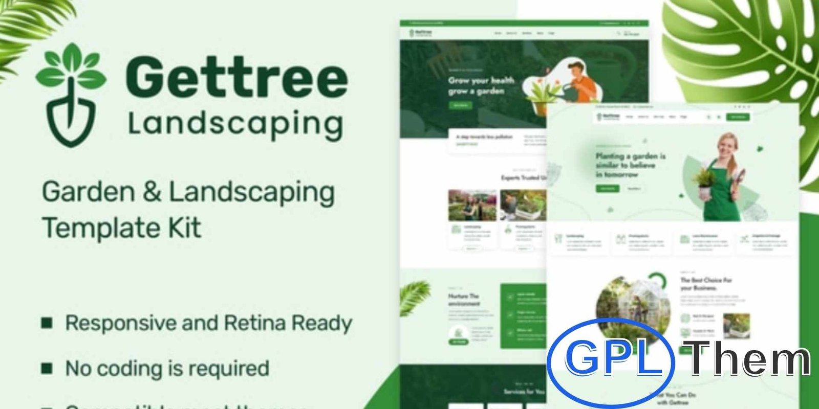 Gettree – Garden & Landscaping Elementor Template Kit Gettree – Garden & Landscaping Elementor Template Kit Gettree is a modern Elementor Template Kit built for gardening, landscaping, and lawn care service websites. Perfect for showcasing garden design, landscape projects, outdoor decoration, and maintenance services, it features a clean and professional design with a 100% responsive layout.