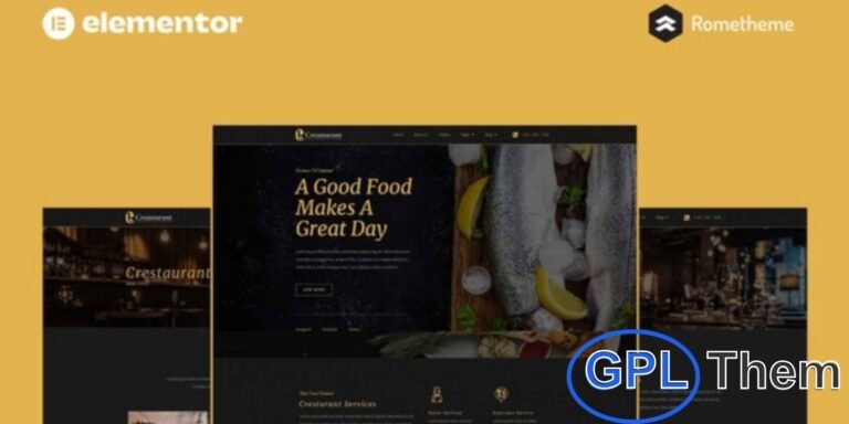 Crestaurant – Elegant Restaurant Pro Full Site Template Kit Crestaurant is an elegant Elementor Full Site Template Kit designed to help restaurants, cafes, and dining businesses build professional websites with ease. Fully compatible with Elementor Pro, it is optimized for the free Hello Elementor theme but also works seamlessly with most Elementor-supported themes.