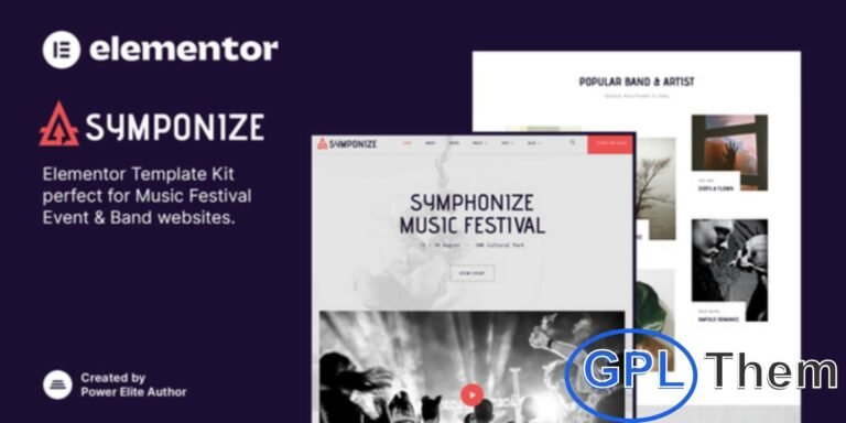 Symphonize – Music Festival & Band Elementor Template Kit Symphonize is a modern Elementor Template Kit designed for the music industry, perfect for music festivals, bands, concerts, DJs, musicians, artists, and record labels. With 16+ professionally crafted templates, it offers a clean, responsive, and retina-ready layout that looks stunning on all devices.