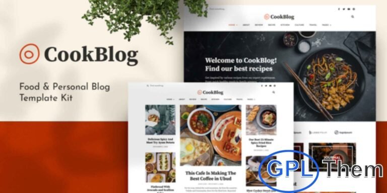 CookBlog – Food & Personal Blog Elementor Template Kit CookBlog is a stylish Elementor Template Kit crafted for food bloggers, recipe websites, and personal or travel blogs. Featuring 15+ beautifully designed templates, it allows you to create a professional WordPress blog quickly and easily—no coding required.