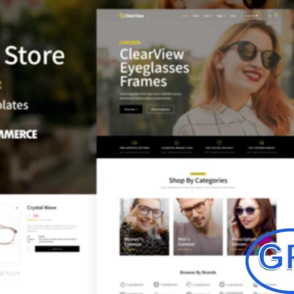 ClearView – Eyeglasses & Eyewear Store WooCommerce Elementor Template Kit ClearView is a professional WooCommerce Elementor Template Kit designed for eyeglasses, sunglasses, and eyewear retail stores.