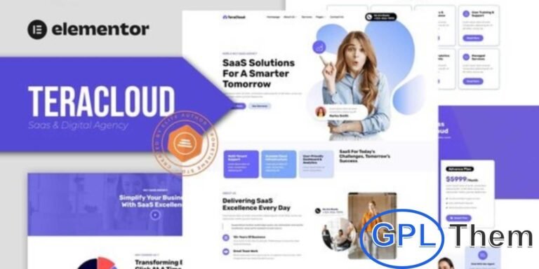 Teracloud – SaaS & Digital Agency Elementor Template Kit Teracloud is a modern Elementor Template Kit built for SaaS companies and digital agency websites. Perfect for creative agencies, marketing firms, design studios, and business service providers, it comes with a versatile collection of pre-built templates.