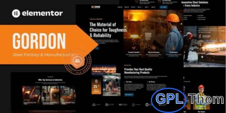 Gordon – Steel Factory & Industrial Plant Manufacturing Elementor Template Kit Gordon is a powerful Elementor Template Kit designed for steel factories, industrial plants, engineering firms, and manufacturing businesses.