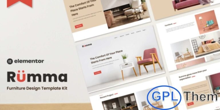 Rumma – Furniture Interior Elementor Template Kit Rumma is a modern Furniture and Interior Design Elementor Template Kit crafted for designers, architects, and furniture businesses to showcase their services in style. Whether for personal portfolios or corporate websites, this kit delivers a clean, professional layout optimized for mobile responsiveness.