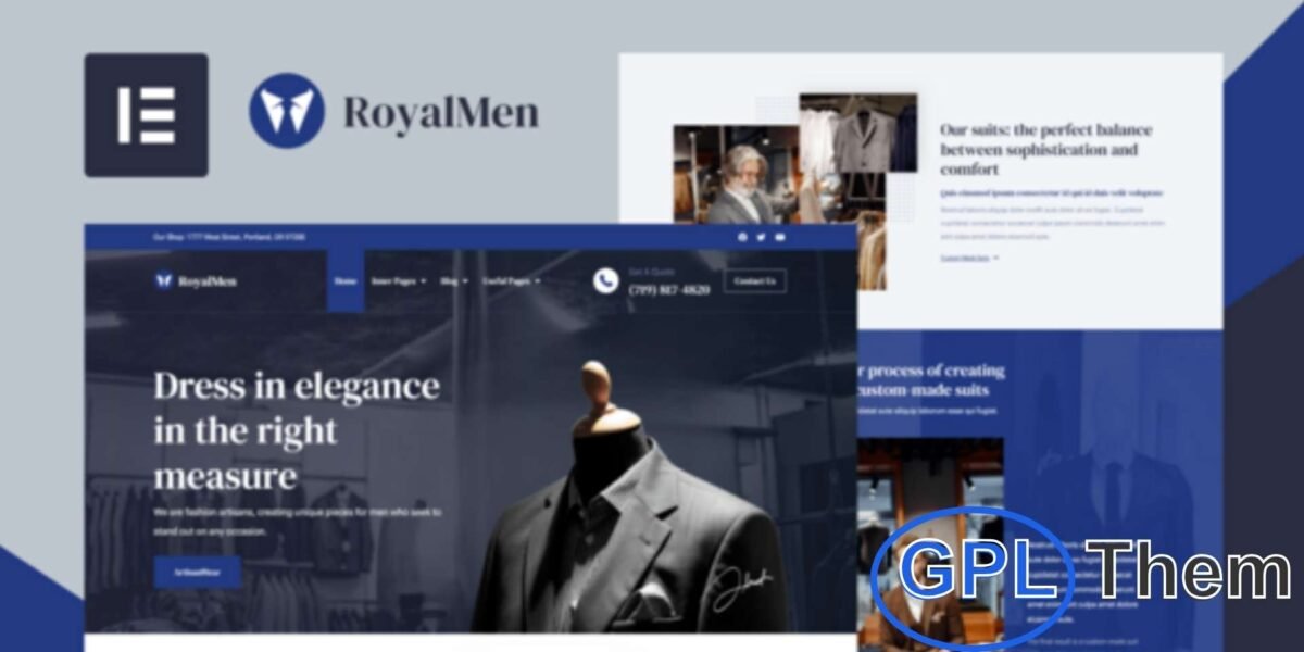 RoyalMen – Tailored Suits Elementor Pro Template Kit RoyalMen is a premium Elementor Pro Template Kit designed for tailor-made suits, bespoke clothing, and elegant fashion businesses.