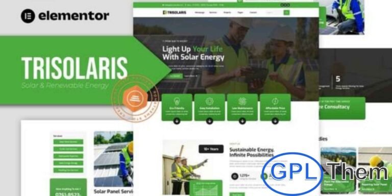 Trisolaris – Solar & Renewable Energy Elementor Template Kit Trisolaris is a modern Elementor Template Kit crafted for Solar and Renewable Energy websites. Perfect for businesses in green technology, it includes ready-to-use templates for solar energy, wind energy, bio-thermal solutions, electric vehicles, green storage, and clean energy projects.