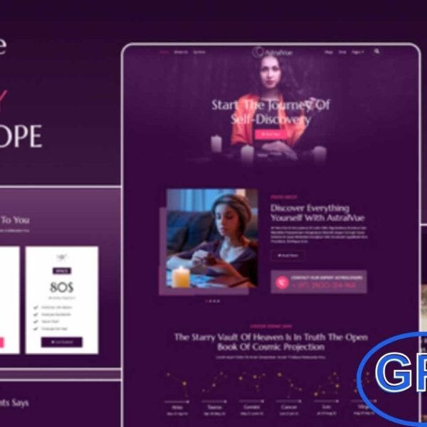 AstralVue – Astrology & Horoscope Elementor Template Kit AstralVue is a mystical Elementor Template Kit designed for astrologers, spiritual bloggers, and horoscope enthusiasts. Featuring dreamy visuals and user-friendly layouts, it allows you to create a professional astrology website quickly using Elementor—no coding needed.