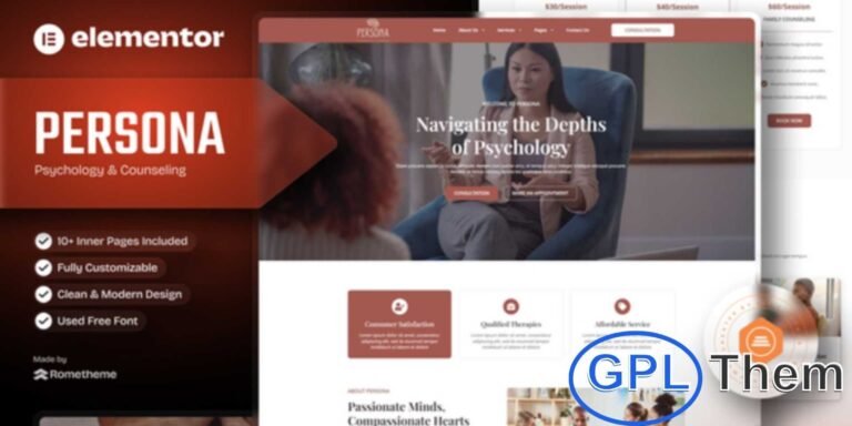 Persona – Psychology & Counseling Elementor Template Kit Persona is a professional Elementor Template Kit built for psychology, counseling, and therapy websites. Perfect for psychologists, psychiatrists, mental health clinics, and counseling services, this kit includes beautifully designed templates to showcase your expertise and services effectively.