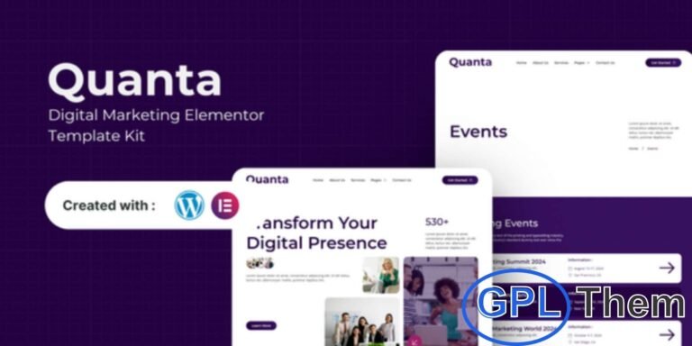 Quanta – Digital Marketing Elementor Template Kit Quanta is a professional Elementor Template Kit crafted for digital marketing agencies, freelancers, and businesses aiming to boost their online presence. With its modern, responsive, and user-friendly design, Quanta makes it easy to create stunning websites without any coding skills.
