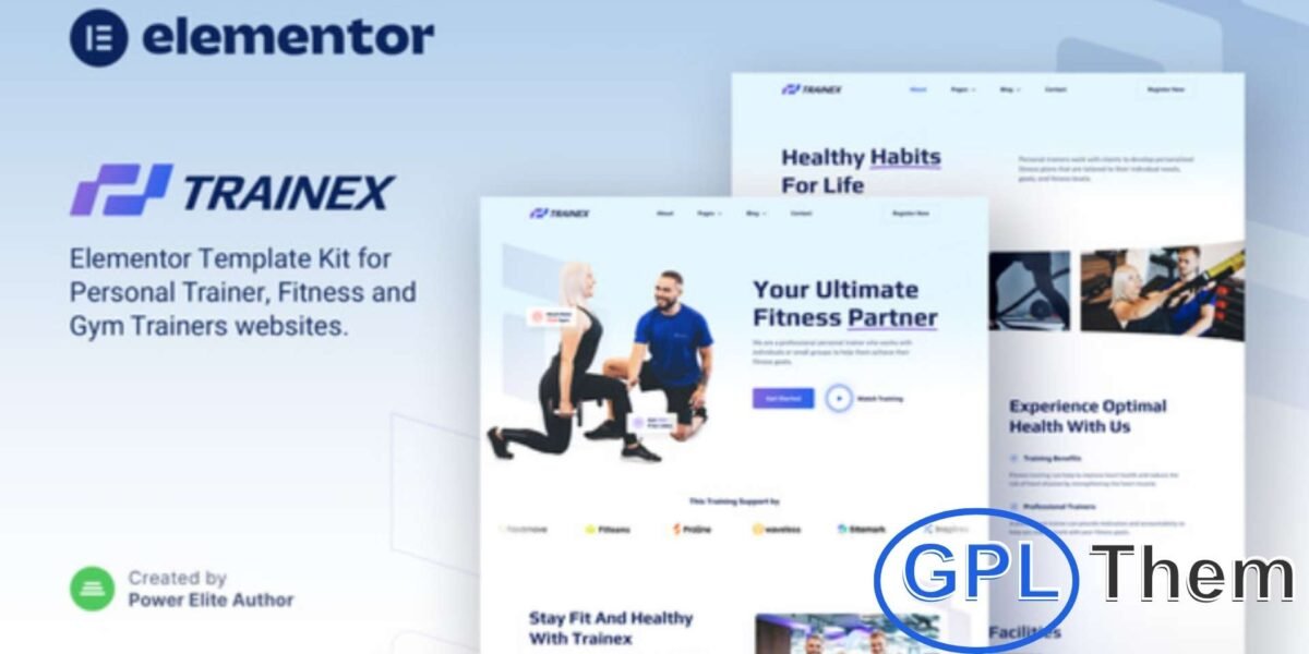 Trainex – Personal Trainer & Fitness Elementor Template Kit Trainex is a modern and professional Elementor Template Kit designed for personal trainers, fitness coaches, gym instructors, yoga studios, and other health and fitness businesses.