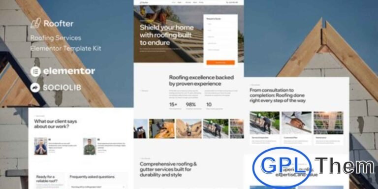 Rooffero – Roofing Services Elementor Template Kit Rooffero is a clean and professional Elementor Template Kit designed for roofing companies, contractors, and home improvement businesses. Perfect for WordPress, this template kit allows you to create a high-quality roofing services website with ease.
