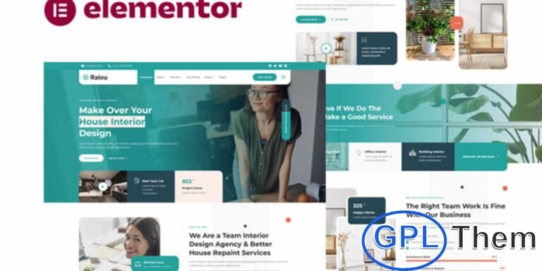 Raiou – Home Interior Design Elementor Template Kit Raiou is a professional Elementor Template Kit designed for Home Interior Design and Repainting service websites. Featuring a clean and modern layout, this kit is perfect for interior designers, home decorators, architects, real estate businesses, and related services.