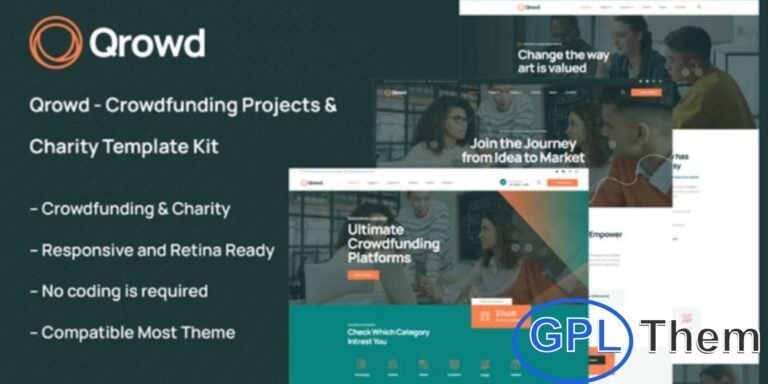Qrowd – Crowdfunding Projects & Charity Elementor Template Kit Qrowd is a modern and clean Elementor Template Kit designed for crowdfunding, charity, and fundraising websites. Perfect for NGOs, nonprofit organizations, donation campaigns, and contribution platforms, this kit offers everything needed to create a professional online presence.