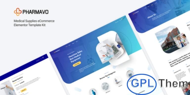Pharmavo – Medical Supplies eCommerce Elementor Template Kit Pharmavo is a modern WooCommerce Elementor Template Kit designed for medical supplies, healthcare products, and pharmacy eCommerce websites. Packed with 14 pre-built templates, it includes layouts for Home, Shop, Single Product, Blog, Header, and Footer, making it easy to launch a professional online store.