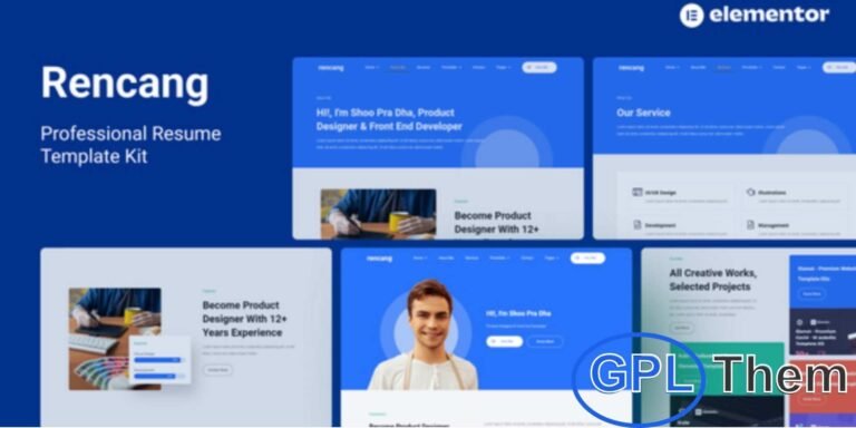 Rencang – CV & Portfolio Elementor Template Kit Rencang is a modern CV and Portfolio Elementor Template Kit crafted for professionals, freelancers, creatives, and agencies. Ideal for designers, developers, photographers, and businesses, this kit helps showcase your work, skills, and services in a professional and engaging way.