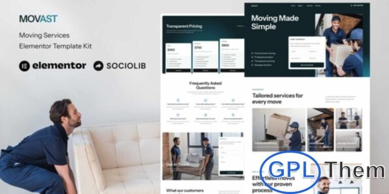 Movast – Moving & Relocation Services Elementor Template Kit Movast is a professional Elementor Template Kit designed for moving and relocation service websites. Built with the powerful Elementor page builder, it helps you create a modern and fully functional WordPress site without coding.