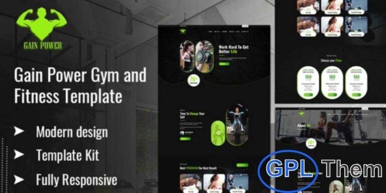 GAIN POWER – Gym & Fitness Elementor Template Kit GAIN POWER is a modern Gym & Fitness Elementor Template Kit designed to help you build a professional fitness website with ease. Perfect for gyms, personal trainers, fitness centers, workout studios, and health clubs, this full site kit delivers a sleek and responsive design.