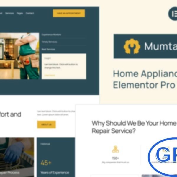 Mumtaz – Home Appliance Repair Elementor Pro Template Kit Mumtaz is a professional Elementor Pro Template Kit designed for home appliance repair and handyman services. Perfect for repair businesses, construction companies, electricians, and maintenance service providers, this kit helps you showcase your expertise with a modern and contemporary design.