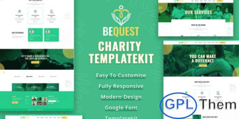 BEQUEST – Nonprofit Charity & Donation Elementor Template Kit BEQUEST is a modern Nonprofit Charity & Donation Elementor Template Kit designed to help organizations create professional, impactful websites with ease. Built for Elementor, this template kit offers fully customizable layouts for charities, nonprofits, fundraising campaigns, and donation drives—no coding required.