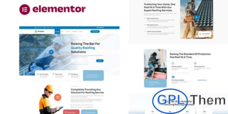 Knopee – Roofing & Canopy Services Elementor Template Kit Knopee is a modern Elementor Template Kit designed for roofing, canopy, and home improvement service websites. Compatible with the free Elementor version and optimized for the Hello Elementor theme, Knopee offers clean, professional layouts that work seamlessly with most WordPress themes.